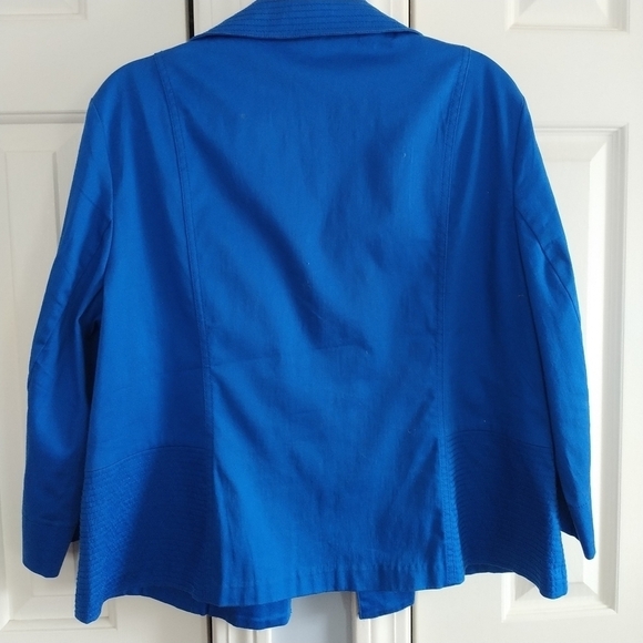 Dress Barn Blue Lightweight Cotton Spandex Open Front Jacket XL - Picture 4 of 10